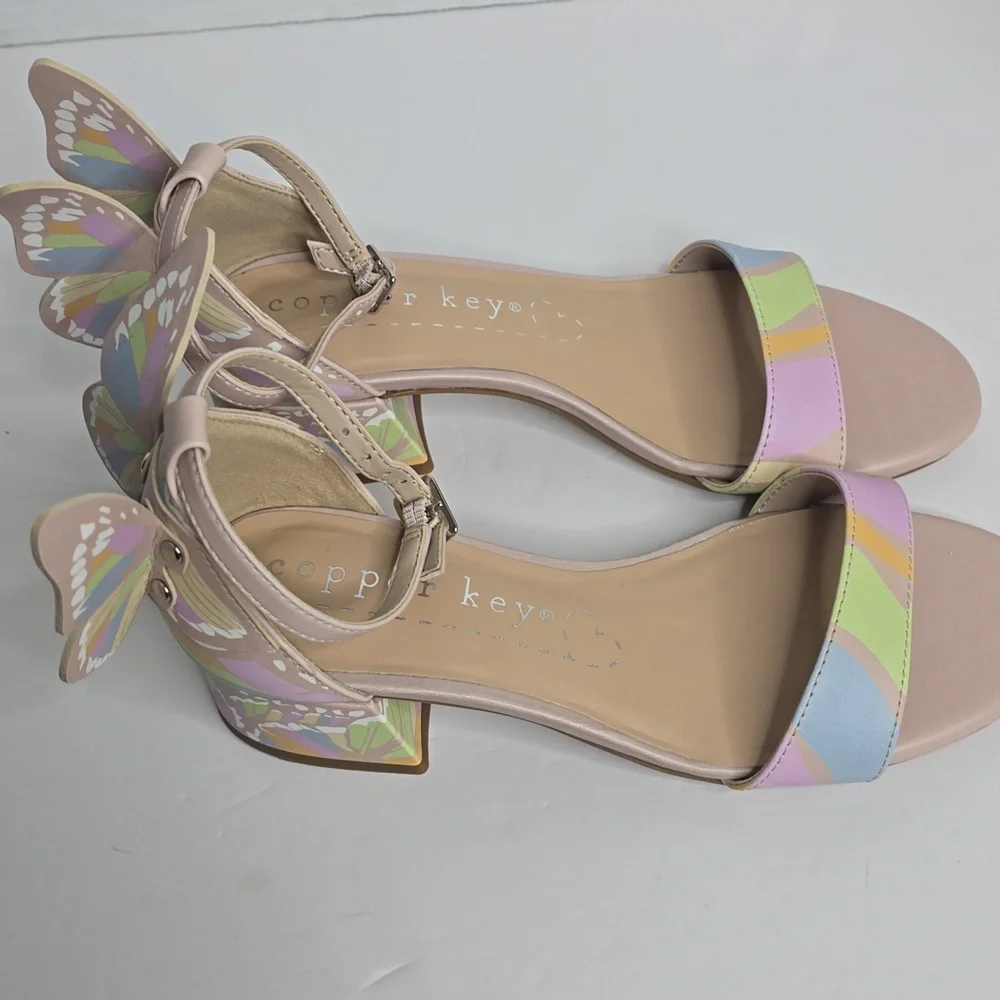 Copper Key Girls Majesty Leather Butterfly Print Wing Dress Sandals 3m